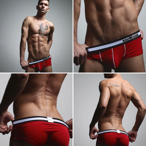 wearMEunder limited edition underwear for men the TREVOR brief trunk hybrid in red