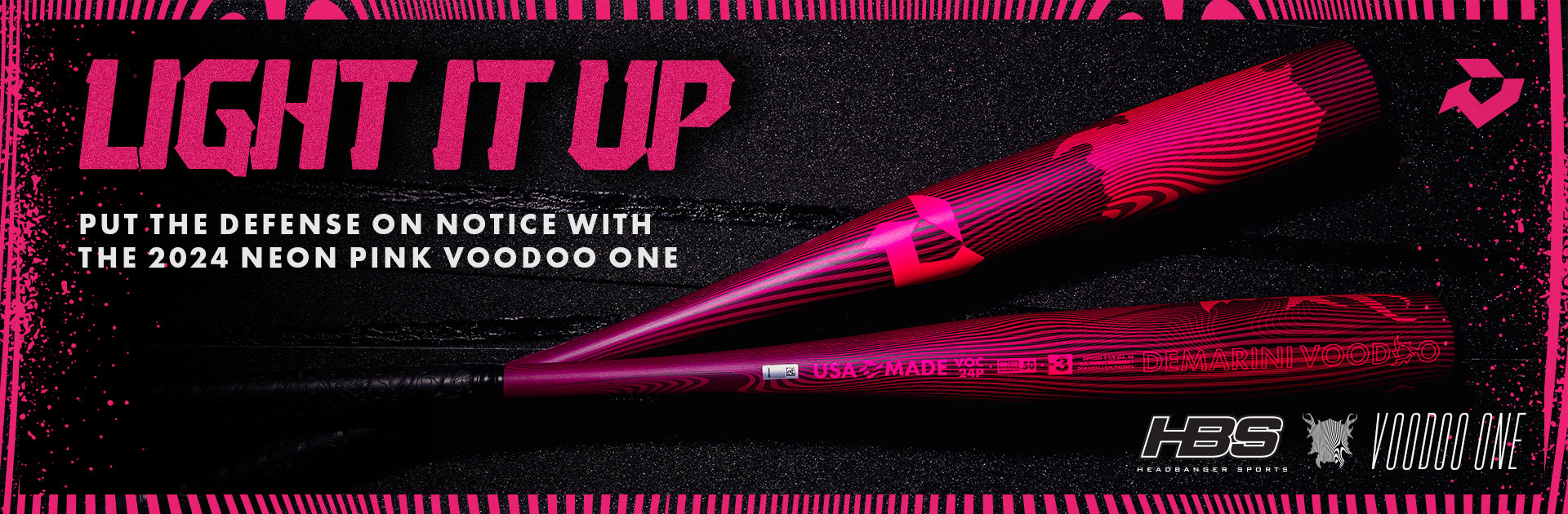 Stay hot with the Neon Pink Voodoo® One, the elite one-piece alloy BBCOR baseball bat with a shocking new paint job. Engineered to help all types of high school and college hitters maximize bat speed and deliver electric results, the Neon Pink Voodoo One (-3) BBCOR Baseball Bat features a classic X14 Alloy Barrel