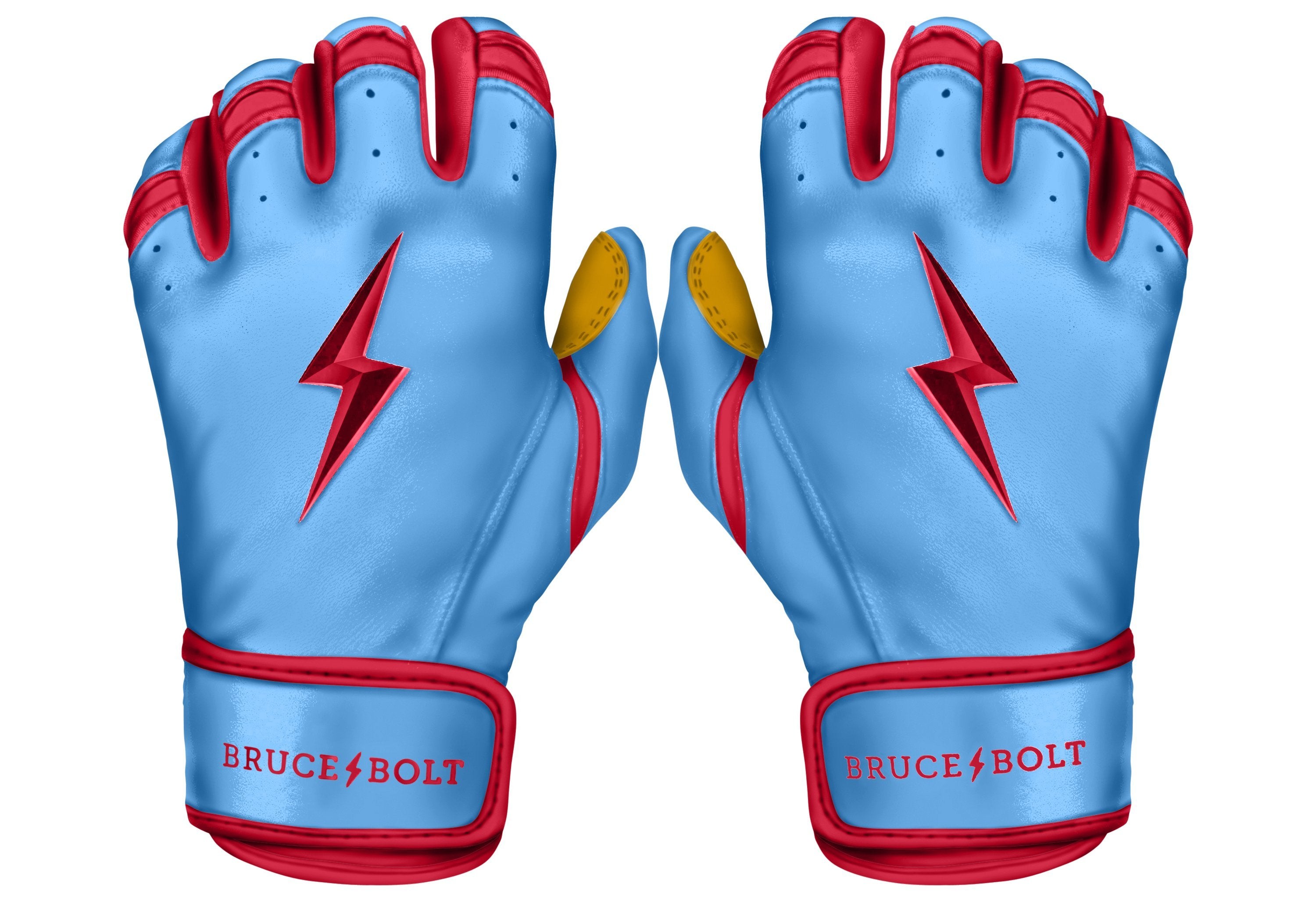 Bruce Bolt PREMIUM PRO BADER Series Short Cuff Batting Gloves: Baby Blue