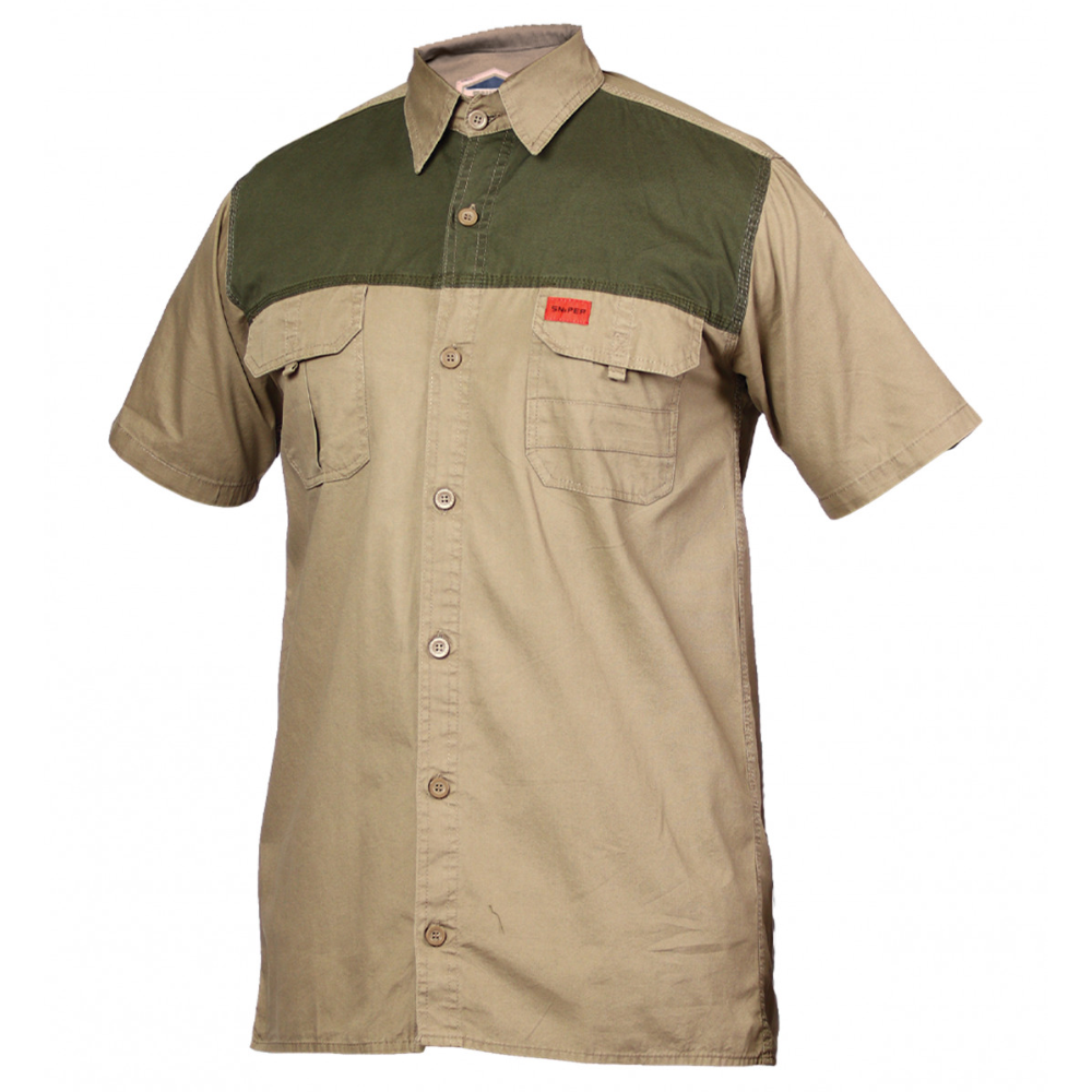 Sniper Africa Adventure Colour Block Khaki Short Sleeve Shirt