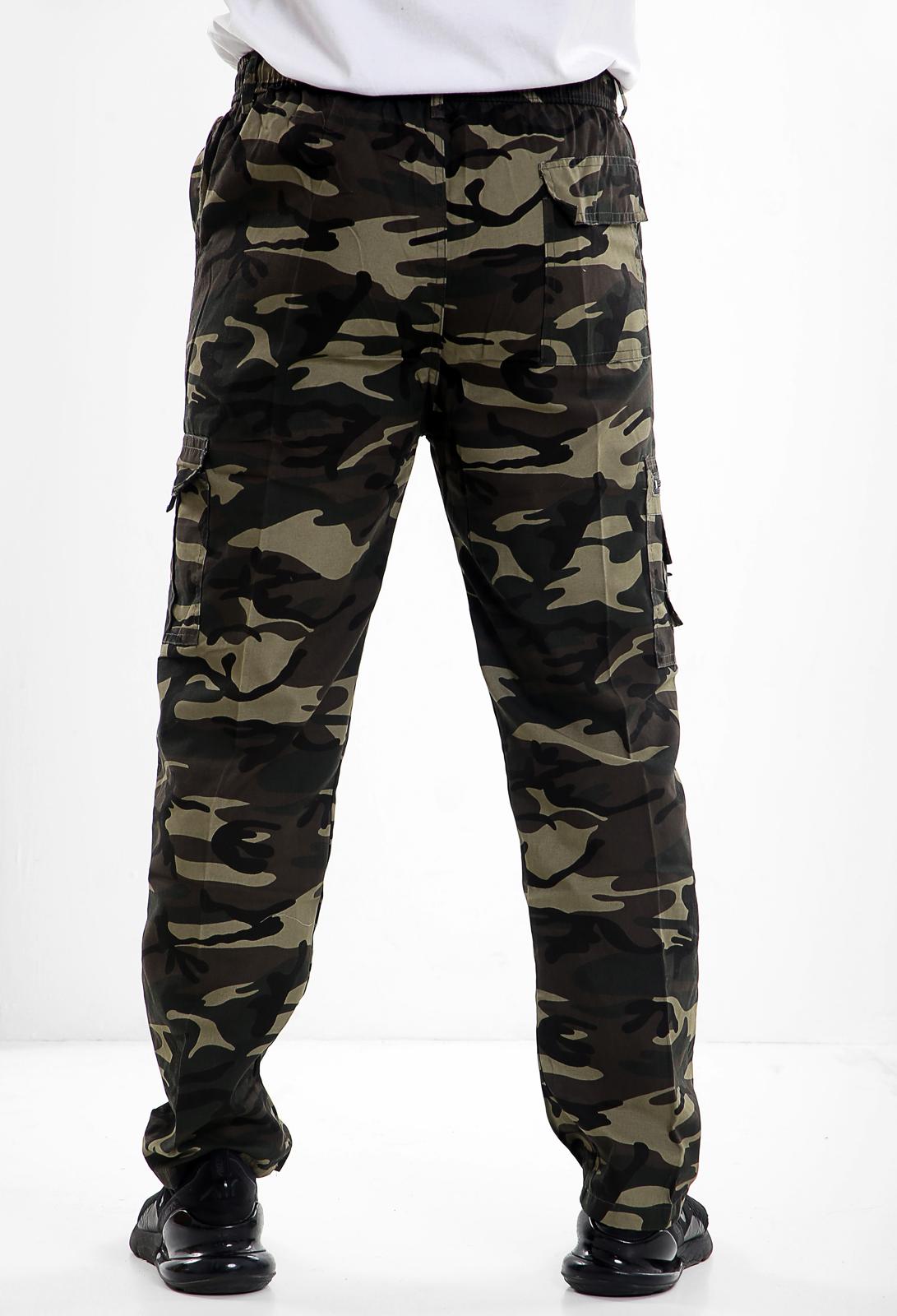 elasticated camo trousers