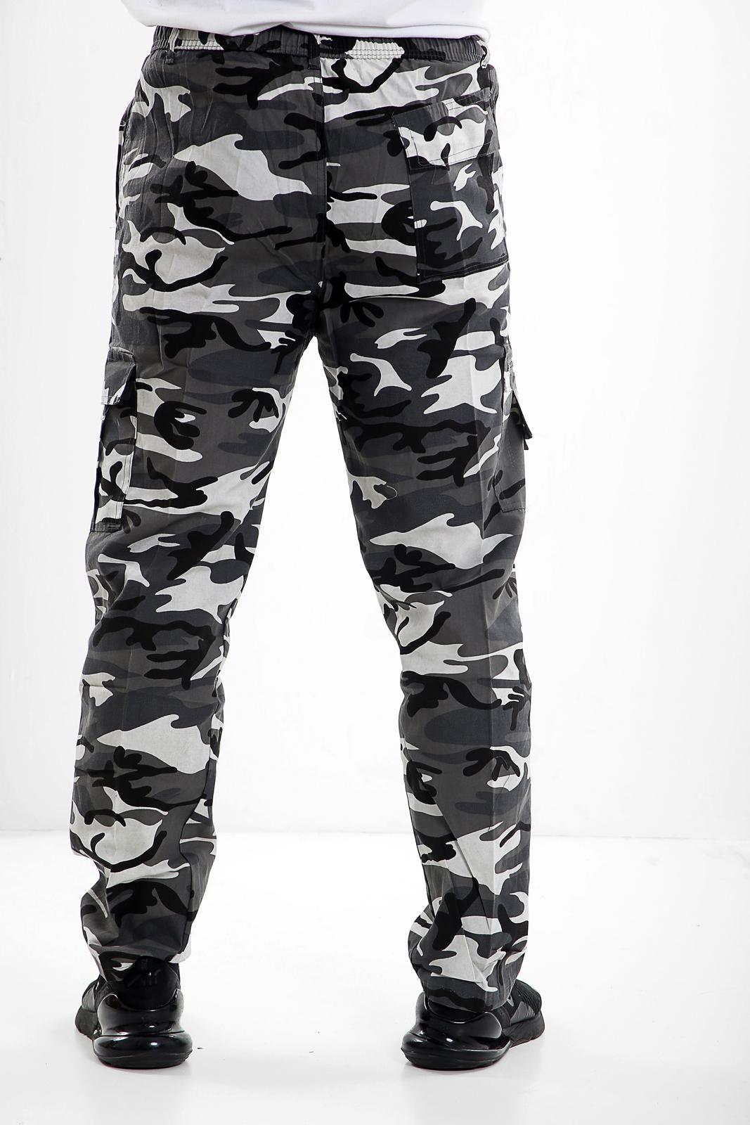 elasticated camo trousers