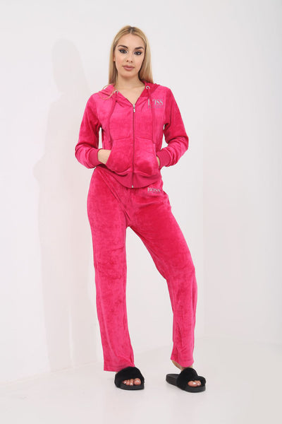 pink velvet tracksuit