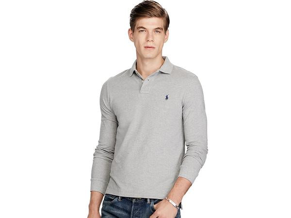 ralph lauren grey polo long sleeve