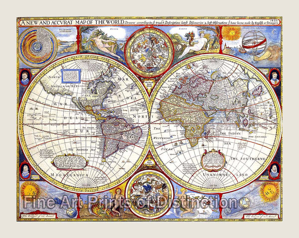 1626 A New And Accurate Map Of The World By John Speed