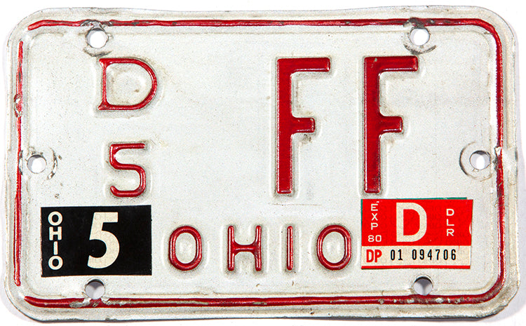 1980 Ohio Motorcycle Dealer License Plate | Brandywine General Store