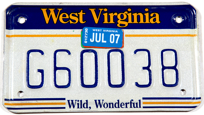 2007 West Virginia Motorcycle License Plate Brandywine