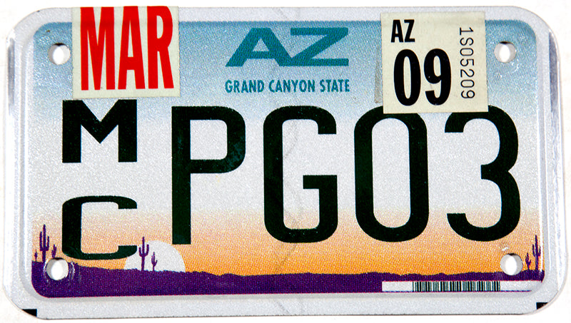 2009 Arizona Motorcycle License Plate | Brandywine General Store