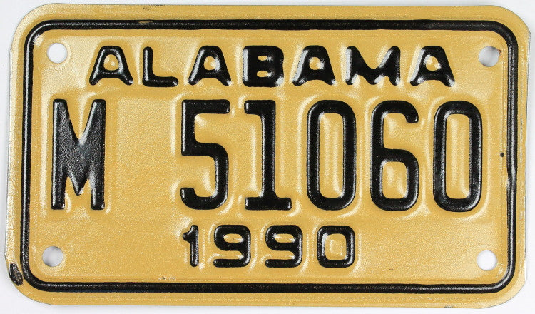 1990 Alabama Motorcycle License Plate | Brandywine General Store