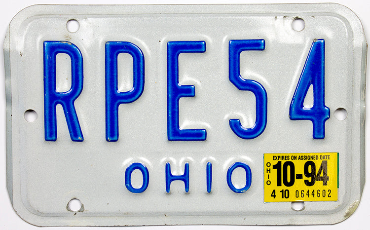 ohio license plate sticker colors and years