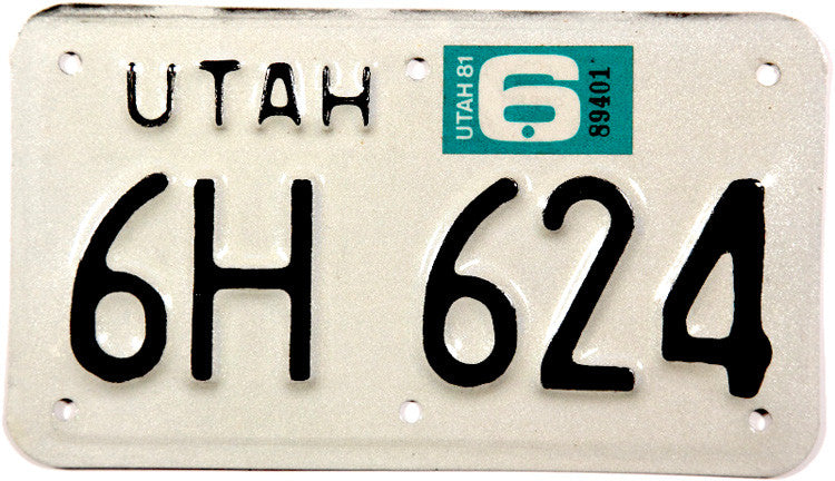 1981 Utah Motorcycle License Plate | Brandywine General Store