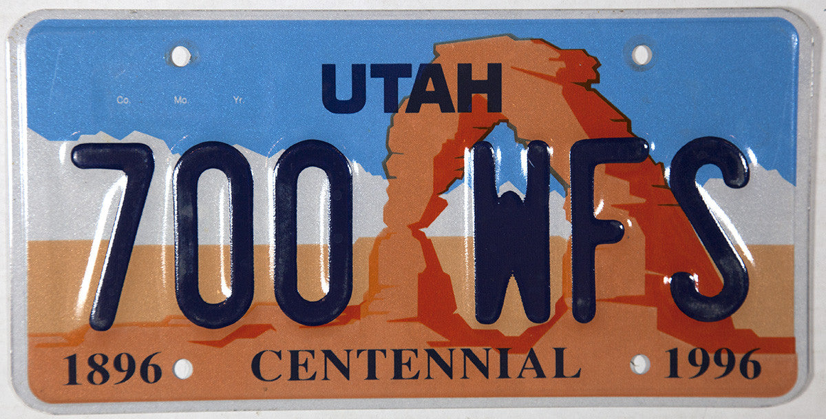 1996 Utah Centennial License Plates Brandywine General Store