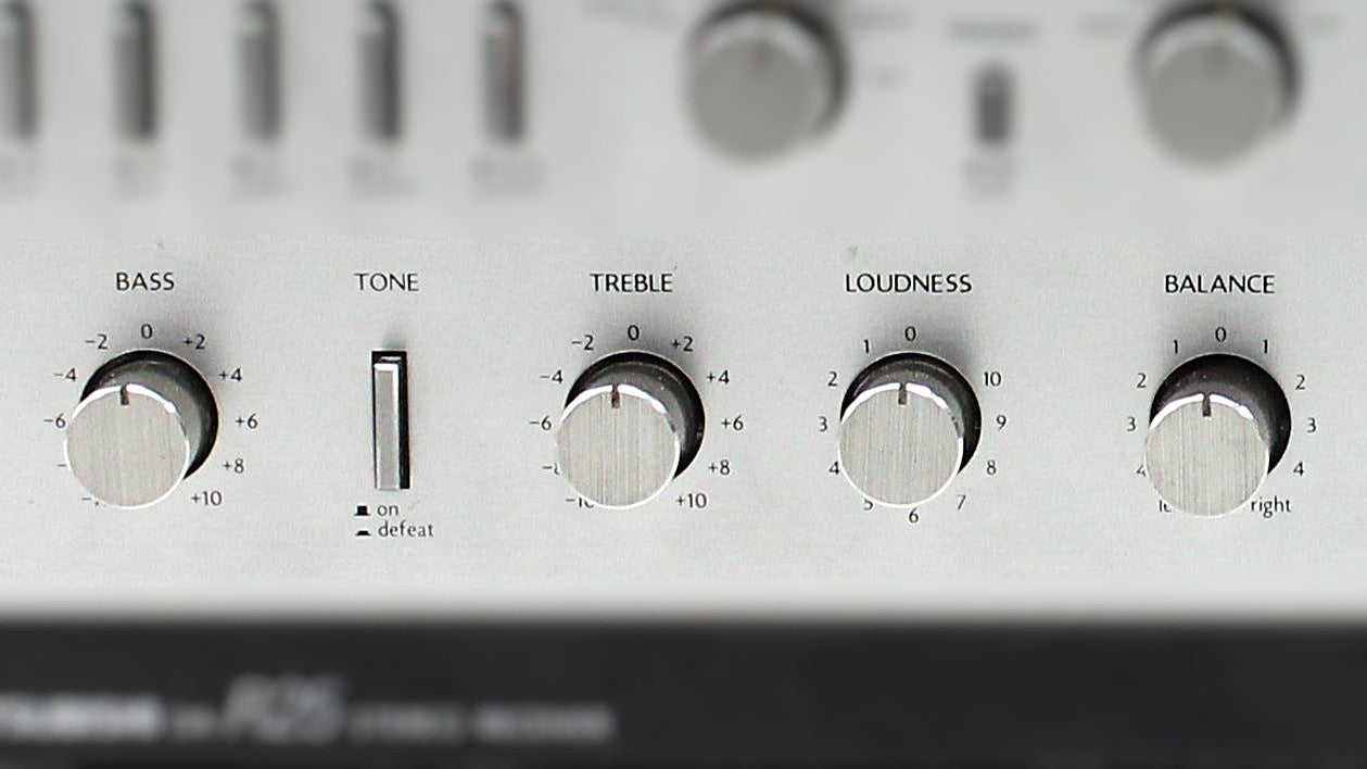 Receiver Bass, Treble, Balance, and Loudness Controls Close-Up