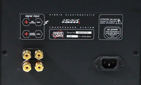 AERIUS LOUDSPEAKER BACK WITH SIGNAL INPUTS SPEAKER CONNECTIONS AC INPUT