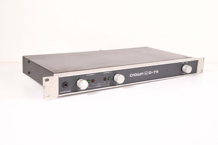 Crown D-75 Power Amplifier Rack XLR Dual Mono Rack Ears