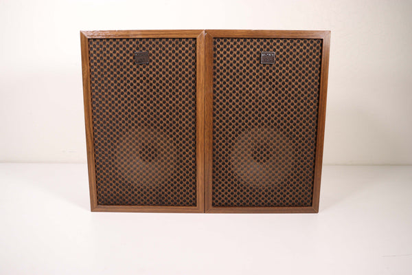 Vlek Herrie betrouwbaarheid Sony Speaker Pair Vintage Small Light Brown Wood Box