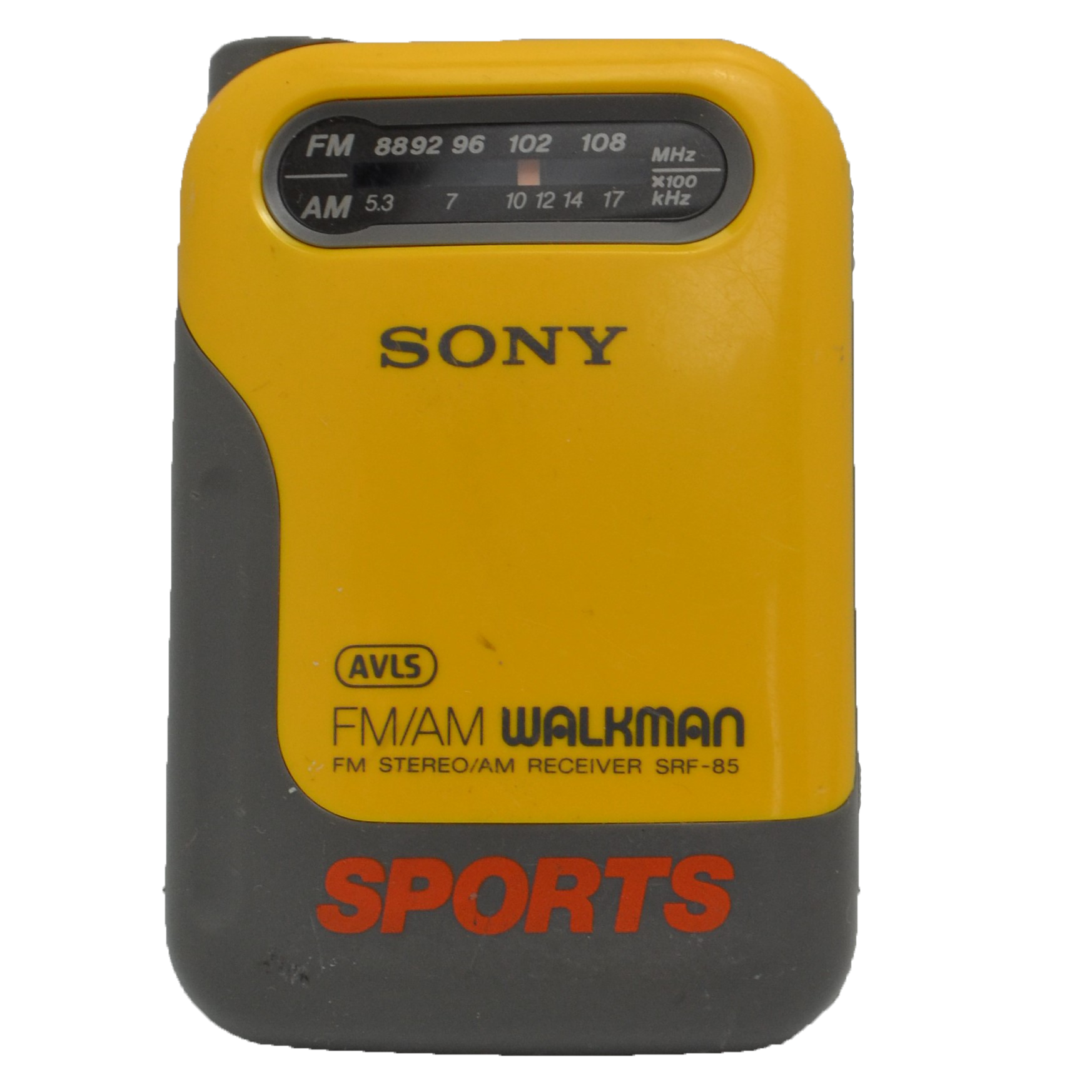 Sony Walkman SRF-85 Sports FM/AM Stereo Mega Bass Yellow Portable w/ B