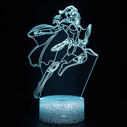 Wonder Woman 3D Optical Illusion Lamp
