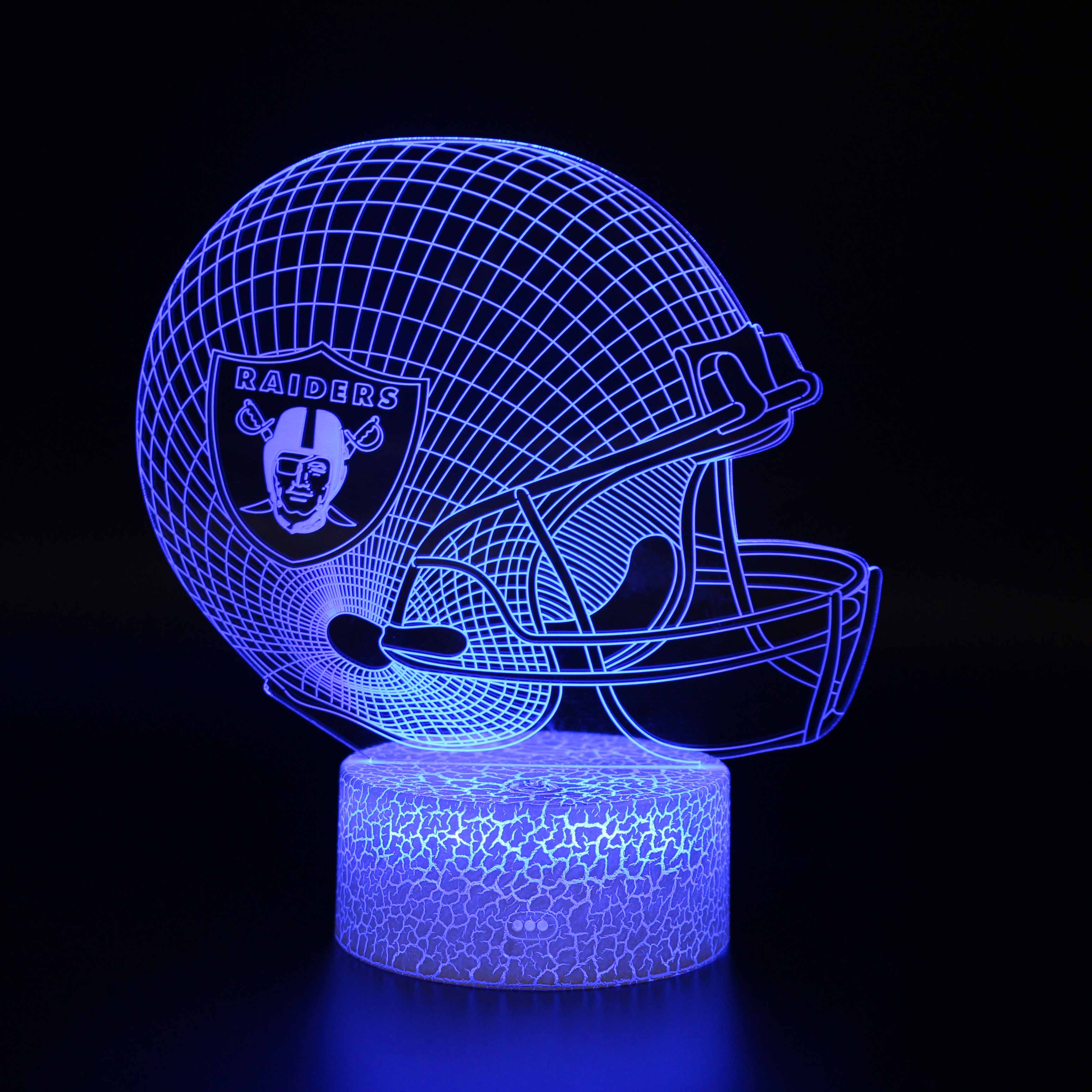 Image of Las Vegas Raiders Football Helmet 3D Optical Illusion Lamp