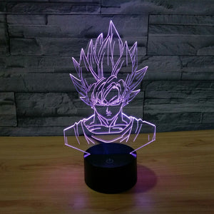 Dragon Ball Z Inspired Super Saiyan Goku 3d Optical Illusion Lamp 3d Optical Lamp