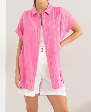 Sassy Pink Button Up Top