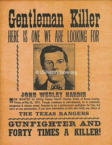 Gentleman Killer Wanted Poster 1874 Store Ushistory Org