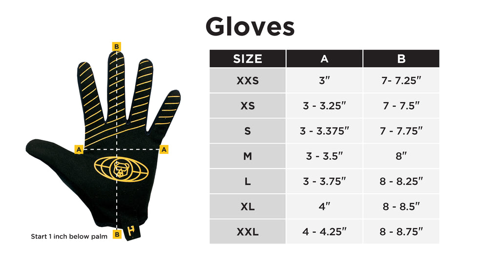 Tableau des tailles des gants