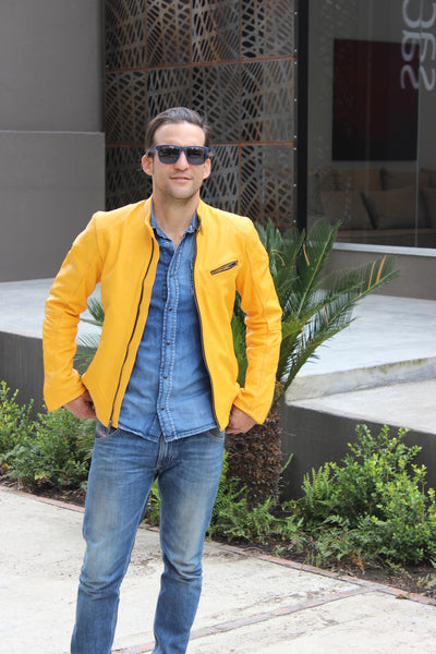 pdcollection leather yellow jacket