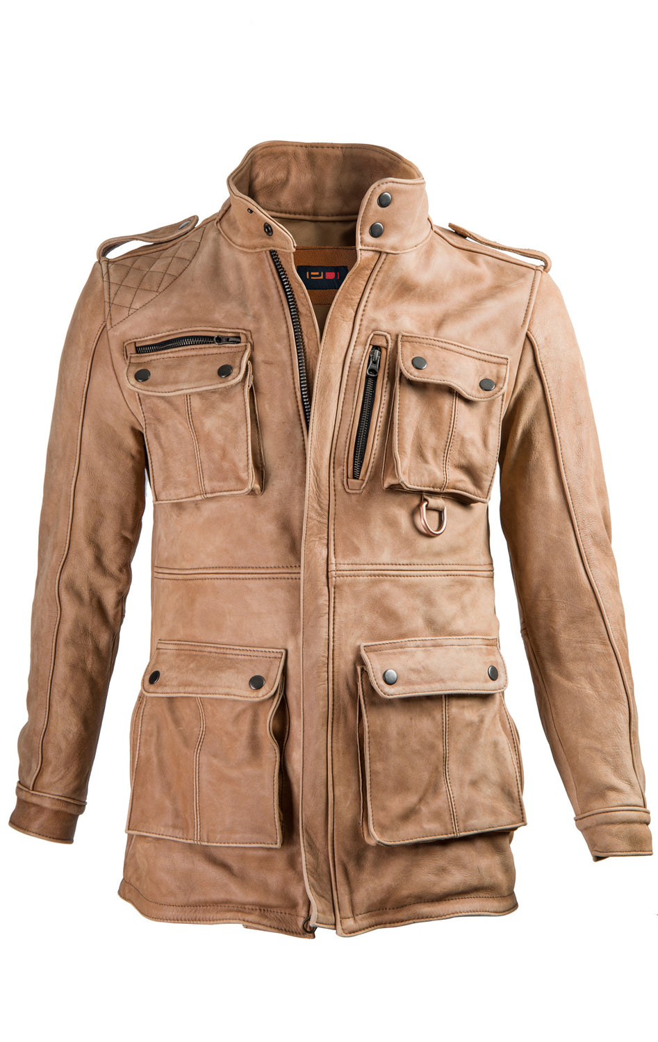 FIELD FR Leather Jacket Rugged Napa Washed Stone / Contrasted - Mid-Le ...