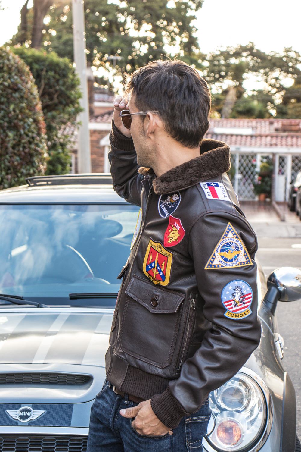MAVERICK Pilot Leather Jacket Shearling Brown - TOP GUN Movie Inspired ...