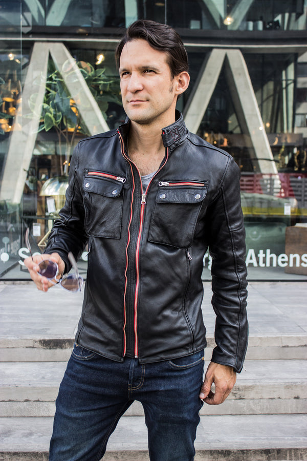 STONE Leather Jacket - Double zip in Washed Black – PDCollection Leatherwear - Online Shop