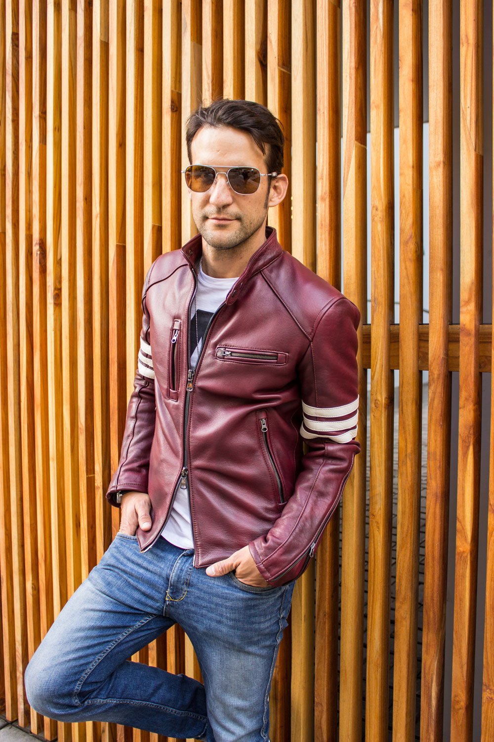 MUSTANG EX Leather Jacket - Special Edition - Mahogany - Stripes ...