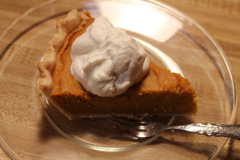 A decadent slice of Uncle David's Dakota Dessert pumpkin pie with whipped cream at Prairie Road Organic Seed