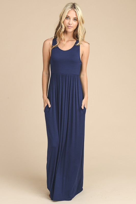 racerback maxi dress with pockets