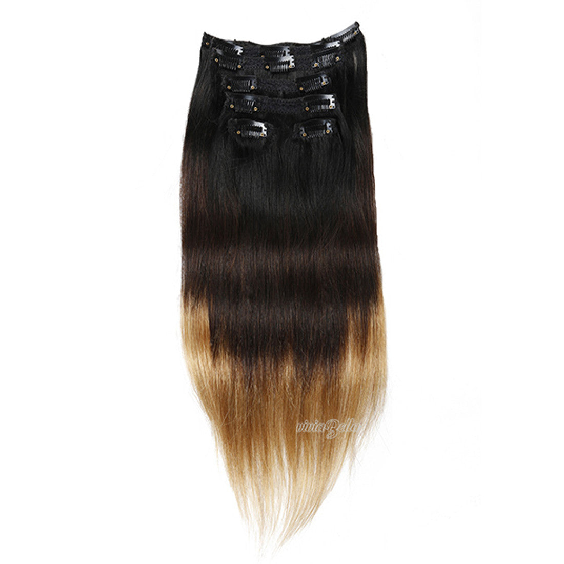 Straight Clip In Ombre Black Root Virgin Human Hair Extension
