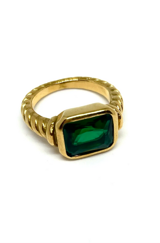 green gemstone crystal ring