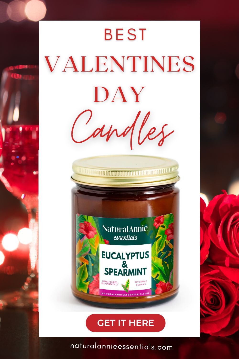 EUCALYPTUS & SPEARMINT SCENTED SOY CANDLE VALENTINES DAY CANDLE