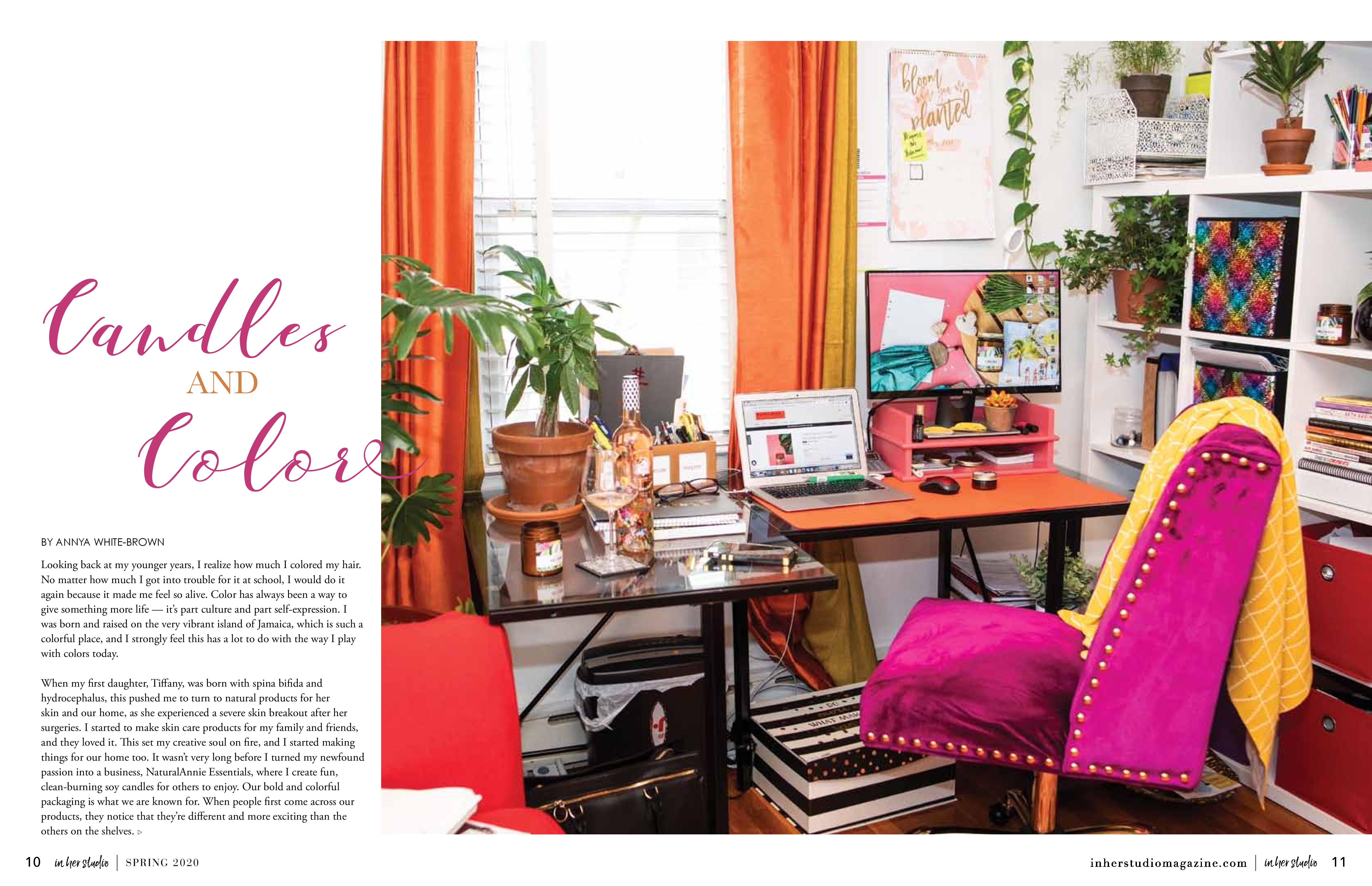 in her studio magazine candles and studio feature