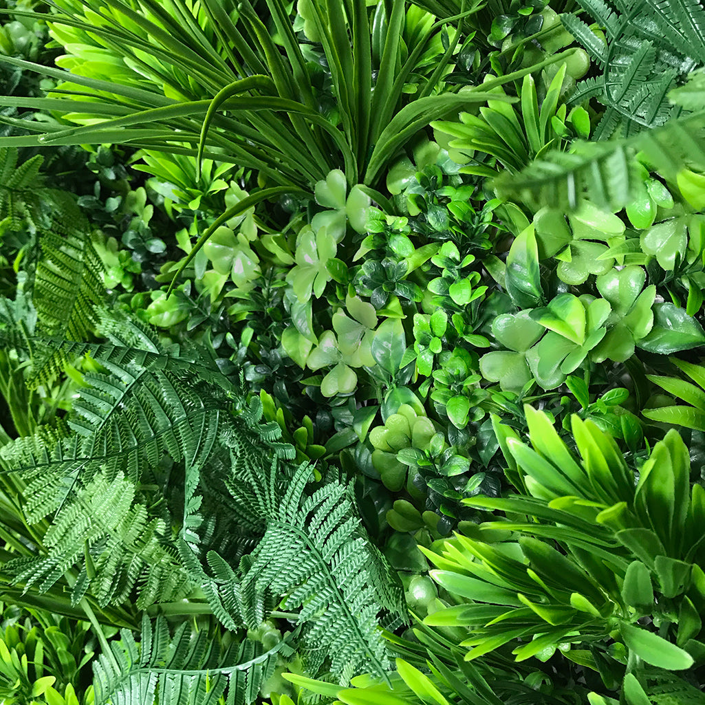 Artificial green wall panel with mixed 3d light-dark green foliage wit -  