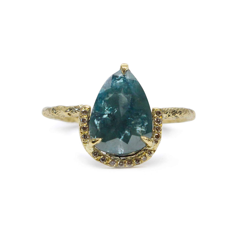 Blue pear cut diamond 18ct yellow gold ring – Niza Huang