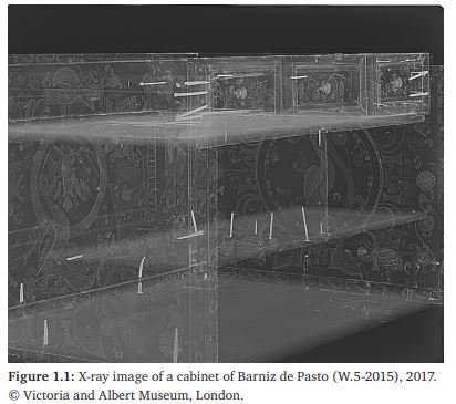 Figure 1.1: X-ray image of a cabinet of Barniz de Pasto (W.5-2015), 2017. © Victoria and Albert Museum, London.
