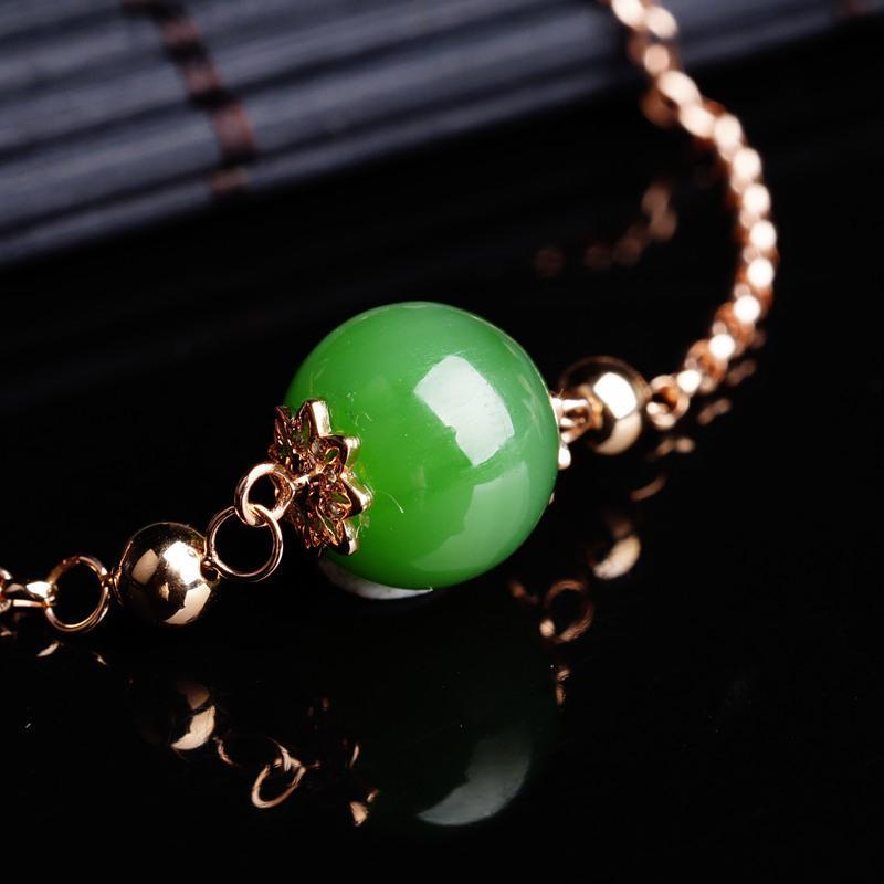 Natural Jade Bracelet Nephrite 18K Gold 