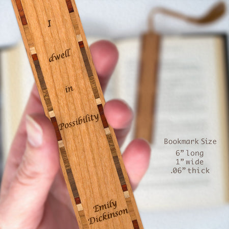 Emily Dickinson - I Dwell In Possibility - Quote Engraved Wooden Bookmark with Tassel