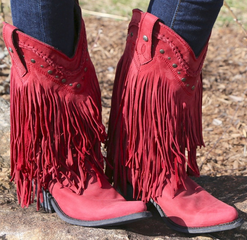 red fringe boots