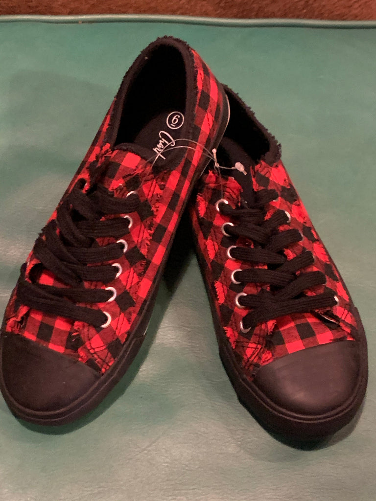 Charlie Paige Red Plaid Tennis Shoe 