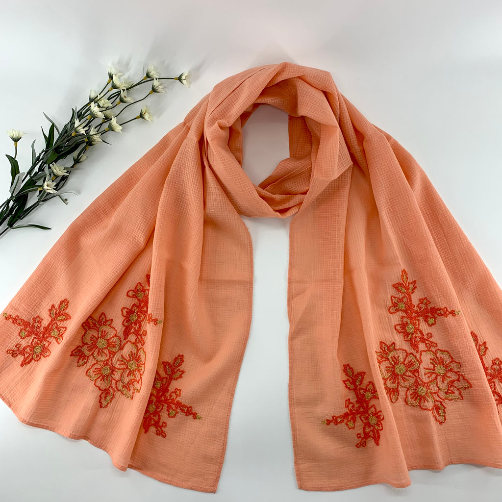 Sarong/Shawl, Orange & Pink Floral – Passementrie