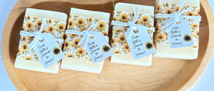 Sunflower Wedding Favors Soap, Sunflower Soap Favors, Sunflower theme baby shower soap, Sunflower theme party favors - Brownies & Ginger Soap Co