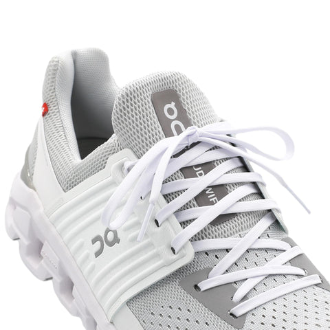 on cloud running shoe laces white