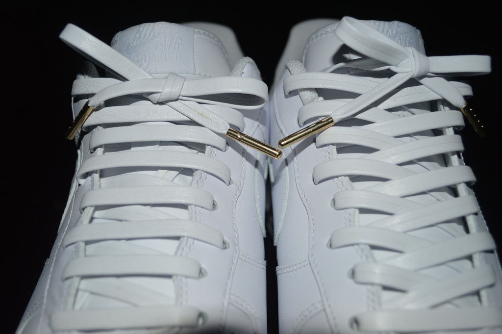 white leather shoe laces
