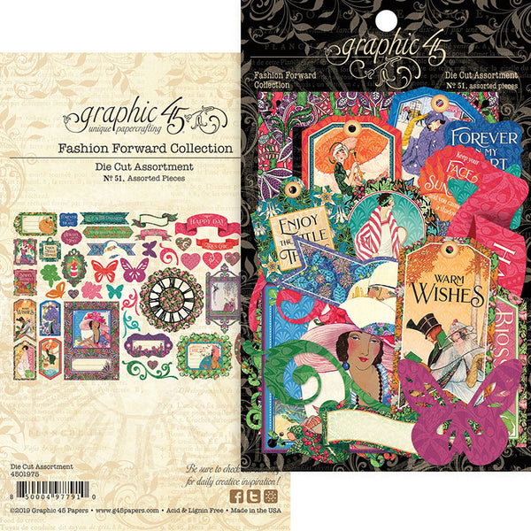 Graphic 45 Ephemera Die Cut Assortment Fashion Forward Collection Scrapbooking Fairies